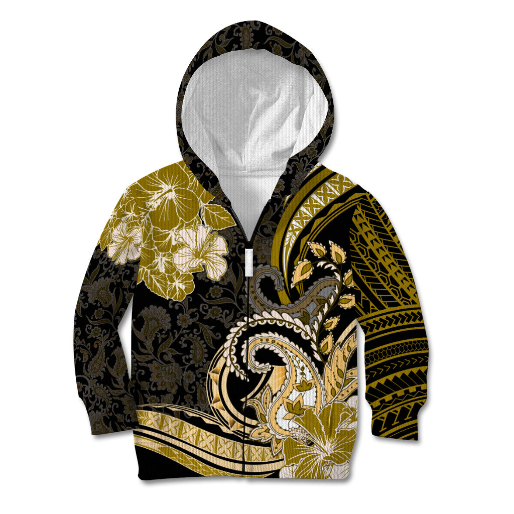 Polynesia Paisley Kid Hoodie Mix Gold Polynesian Pattern LT05 Zip Hoodie Gold - Polynesian Pride