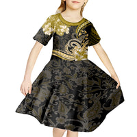Polynesia Paisley Kid Short Sleeve Dress Mix Gold Polynesian Pattern LT05 - Polynesian Pride