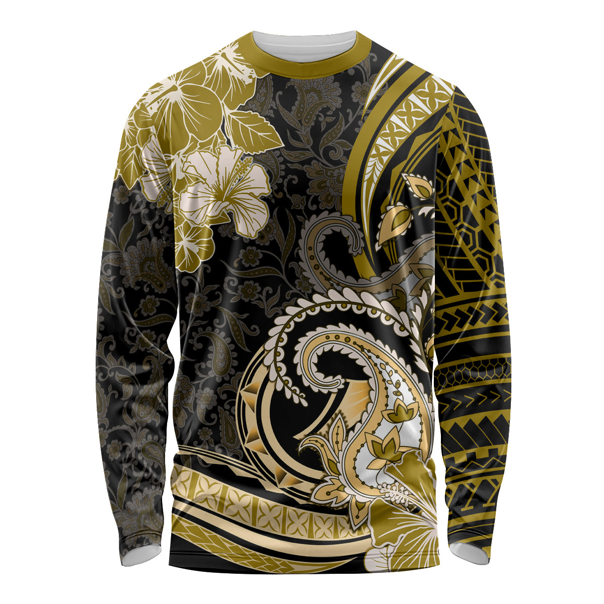 Polynesia Paisley Long Sleeve Shirt Mix Gold Polynesian Pattern LT05 Unisex Gold - Polynesian Pride