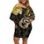 Polynesia Paisley Off Shoulder Short Dress Mix Gold Polynesian Pattern LT05 Women Gold - Polynesian Pride