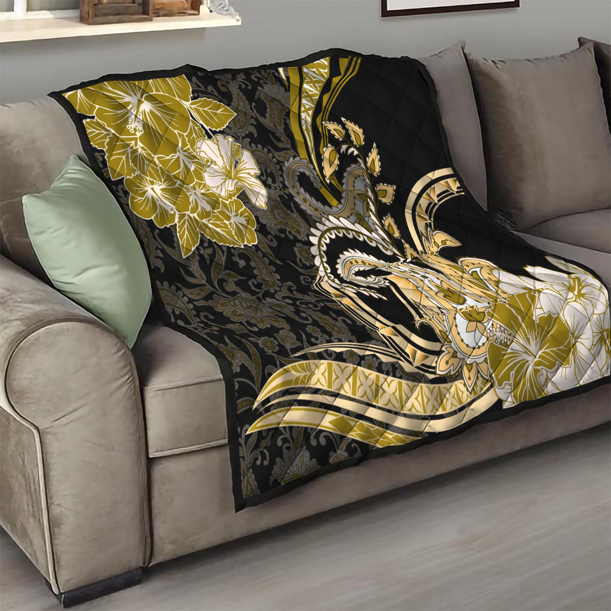 Polynesia Paisley Quilt Mix Gold Polynesian Pattern