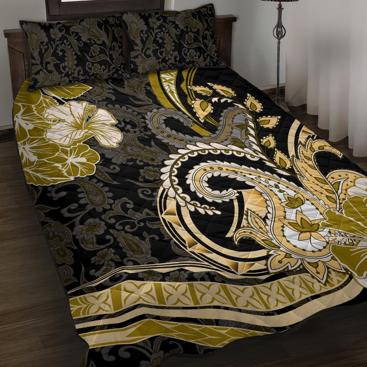 Polynesia Paisley Quilt Bed Set Mix Gold Polynesian Pattern LT05 Gold - Polynesian Pride