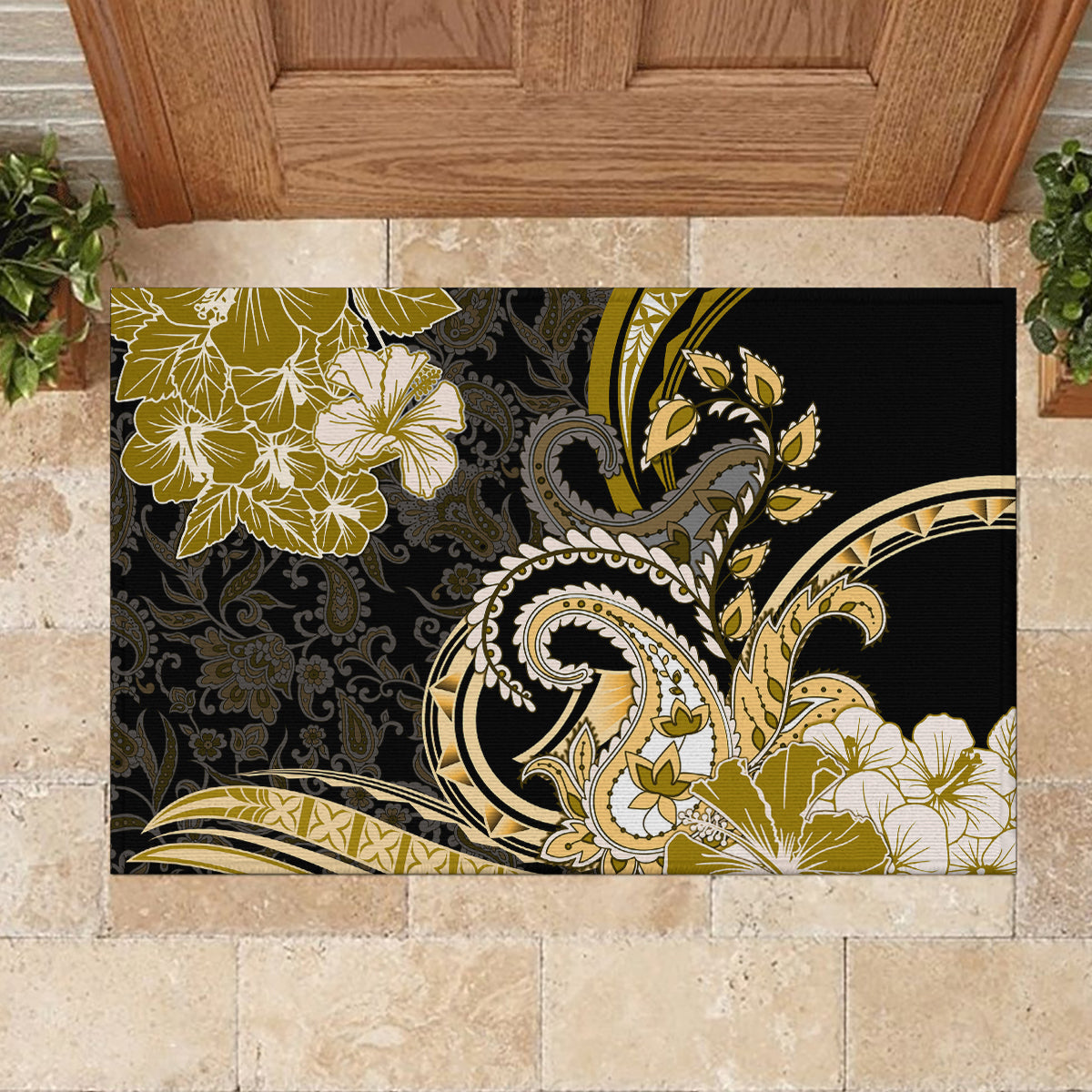 Polynesia Paisley Rubber Doormat Mix Gold Polynesian Pattern LT05 - Polynesian Pride