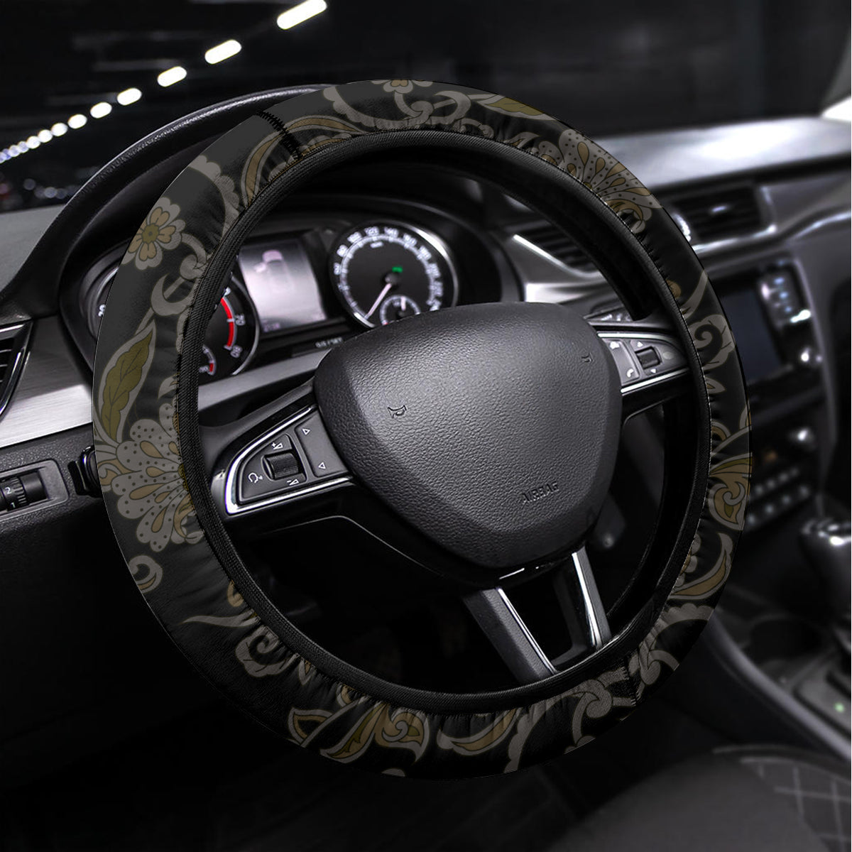 Polynesia Paisley Steering Wheel Cover Mix Gold Polynesian Pattern LT05 Universal Fit Gold - Polynesian Pride