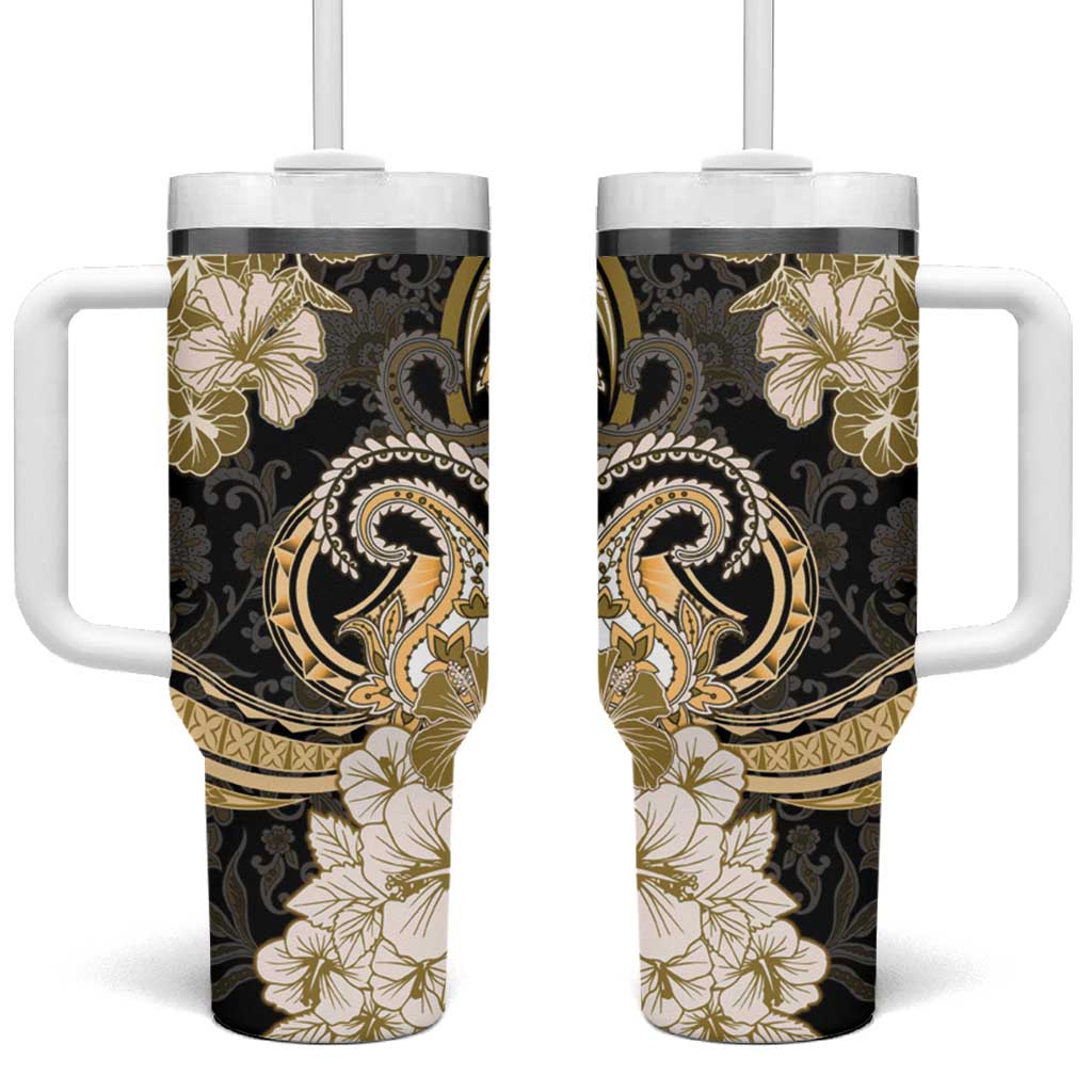 Polynesia Paisley Tumbler With Handle Mix Gold Polynesian Pattern LT05 One Size: 40 oz Gold - Polynesian Pride