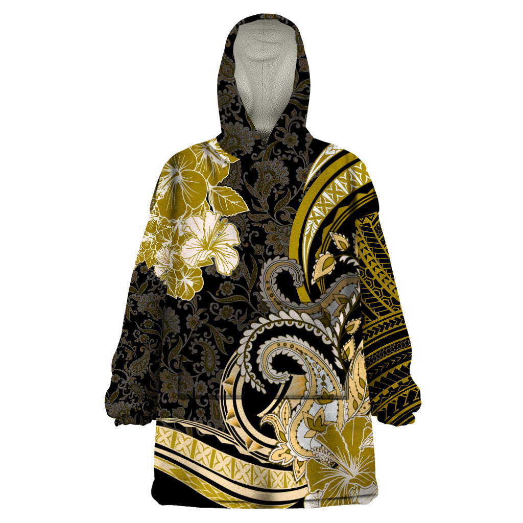 Polynesia Paisley Wearable Blanket Hoodie Mix Gold Polynesian Pattern LT05 One Size Gold - Polynesian Pride