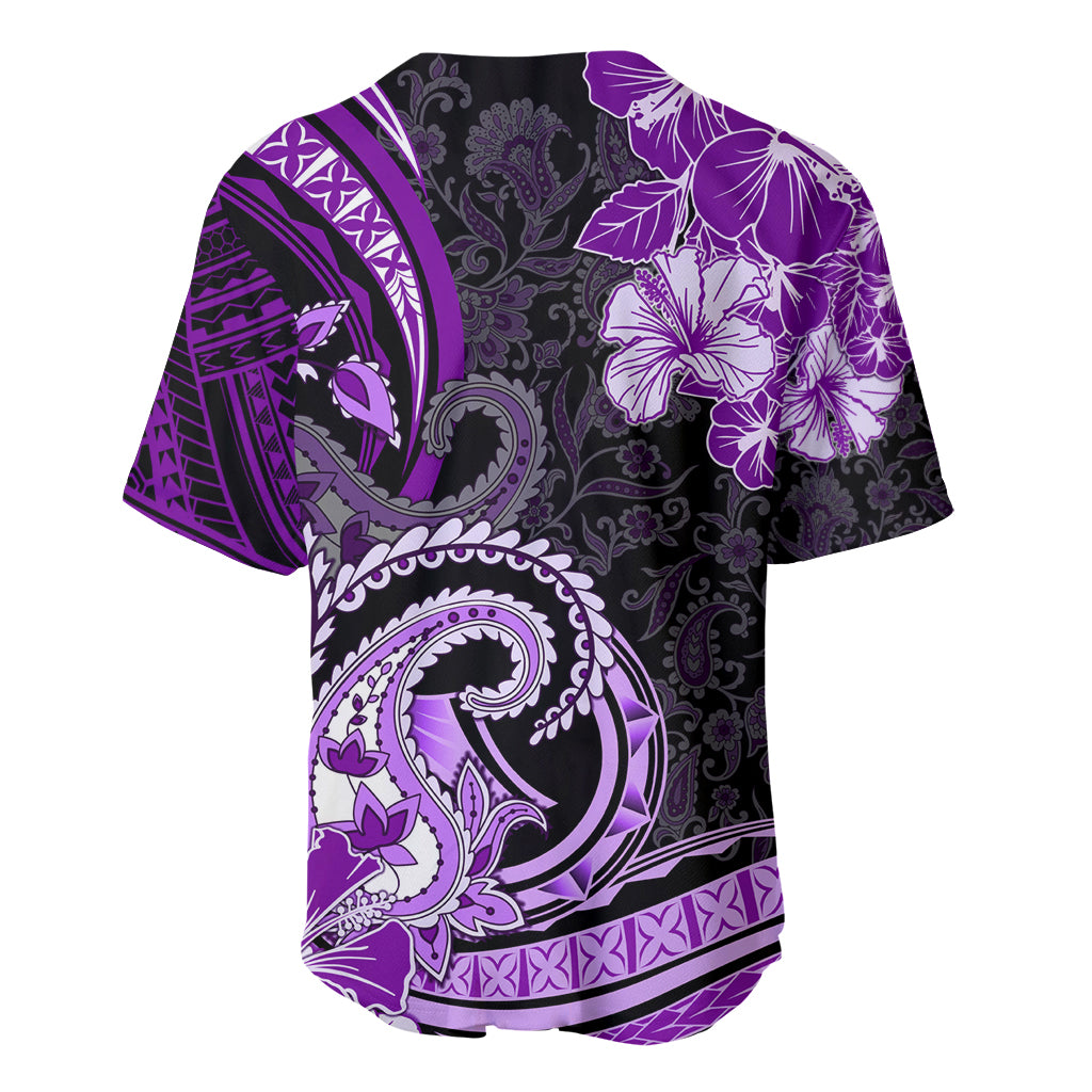 Polynesia Paisley Baseball Jersey Mix Purple Polynesian Pattern LT05 - Polynesian Pride