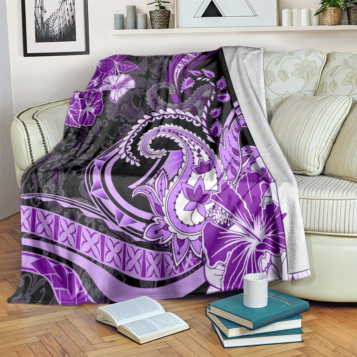 Polynesia Paisley Blanket Mix Purple Polynesian Pattern