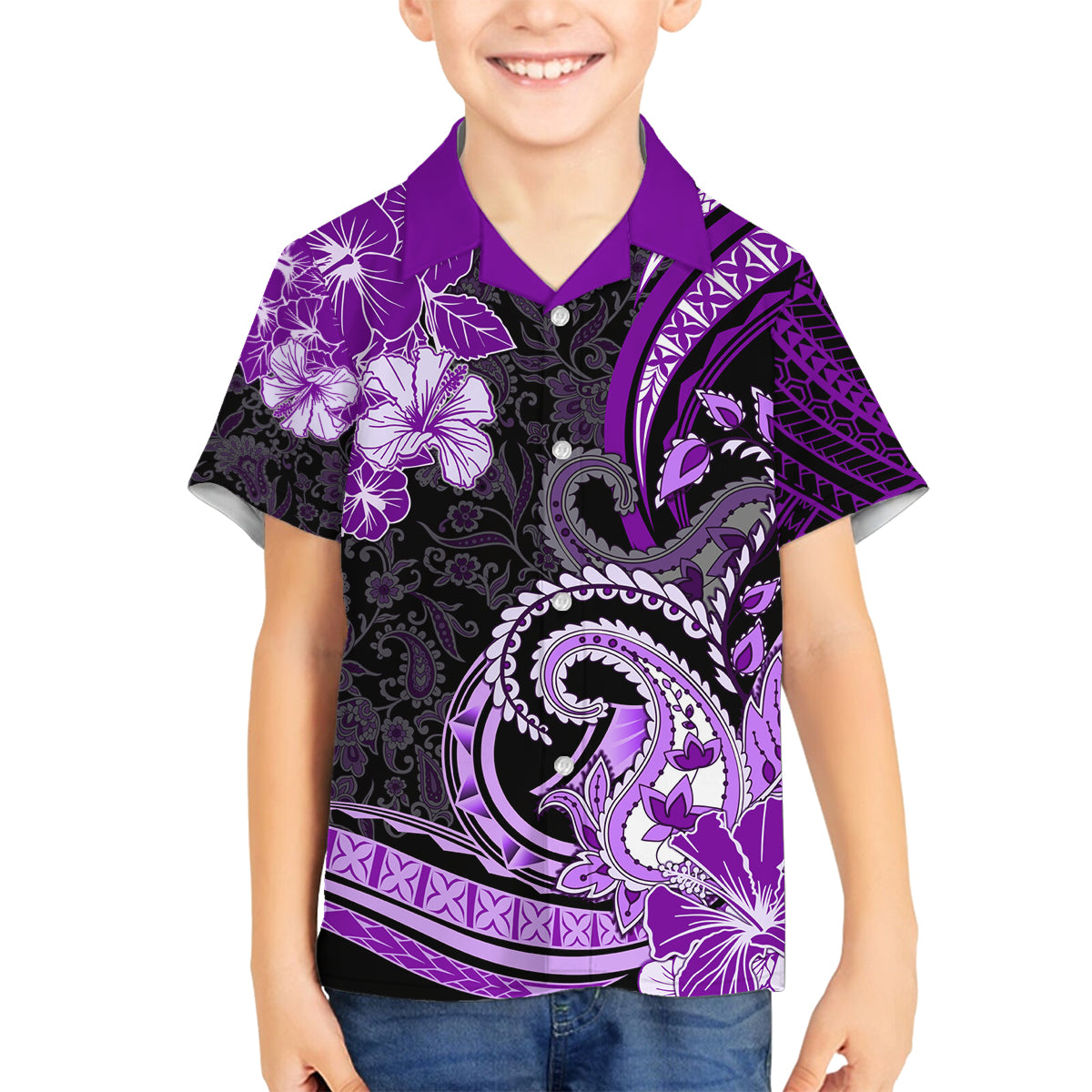 Polynesia Paisley Family Matching Tank Maxi Dress and Hawaiian Shirt Mix Purple Polynesian Pattern LT05 Son's Shirt Purple - Polynesian Pride