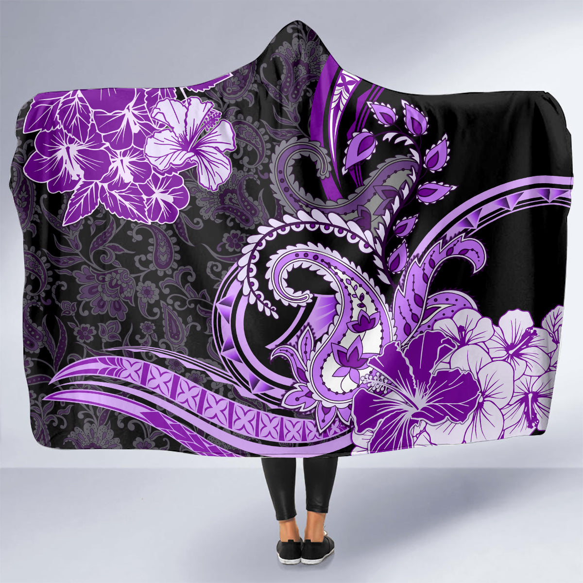 Polynesia Paisley Hooded Blanket Mix Purple Polynesian Pattern LT05 - Polynesian Pride
