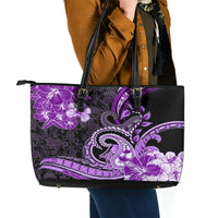 Polynesia Paisley Leather Tote Bag Mix Purple Polynesian Pattern LT05 - Polynesian Pride