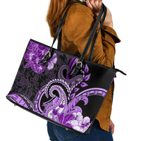 Polynesia Paisley Leather Tote Bag Mix Purple Polynesian Pattern LT05 - Polynesian Pride