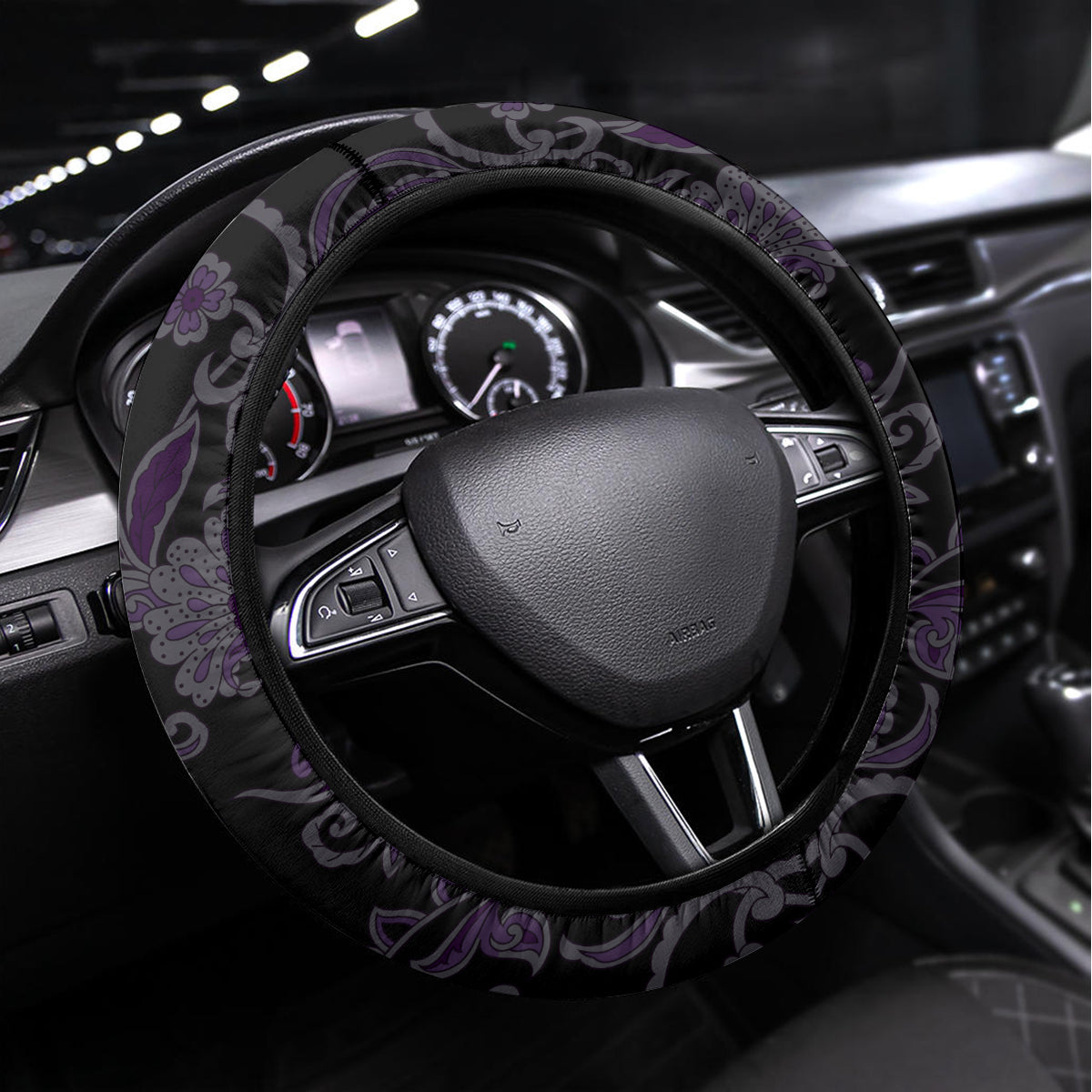 Polynesia Paisley Steering Wheel Cover Mix Purple Polynesian Pattern LT05 Universal Fit Purple - Polynesian Pride