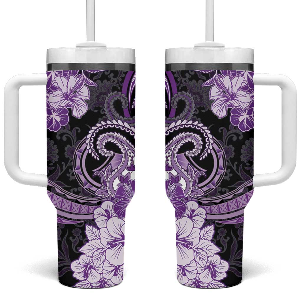 Polynesia Paisley Tumbler With Handle Mix Purple Polynesian Pattern LT05 One Size: 40 oz Purple - Polynesian Pride
