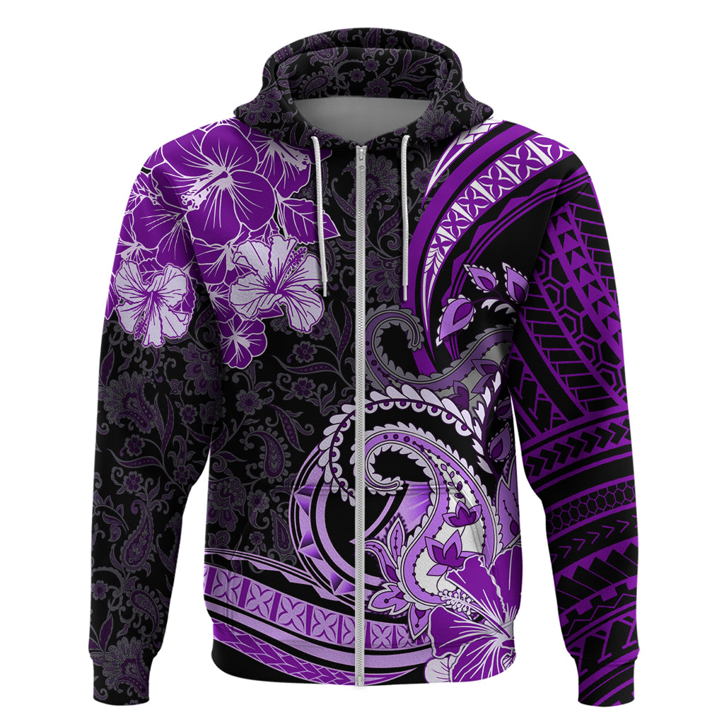 Polynesia Paisley Zip Hoodie Mix Purple Polynesian Pattern LT05 Zip Hoodie Purple - Polynesian Pride
