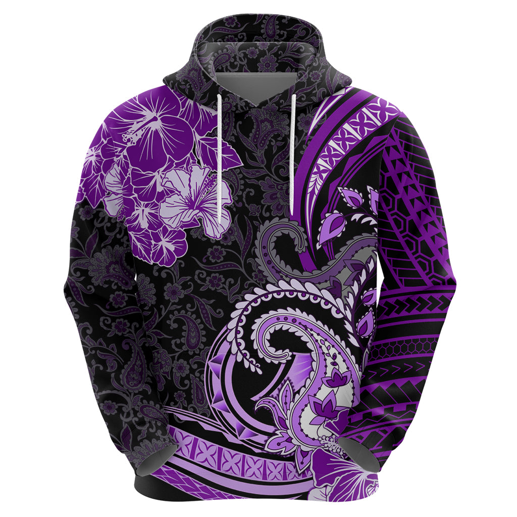 Polynesia Paisley Zip Hoodie Mix Purple Polynesian Pattern LT05 - Polynesian Pride