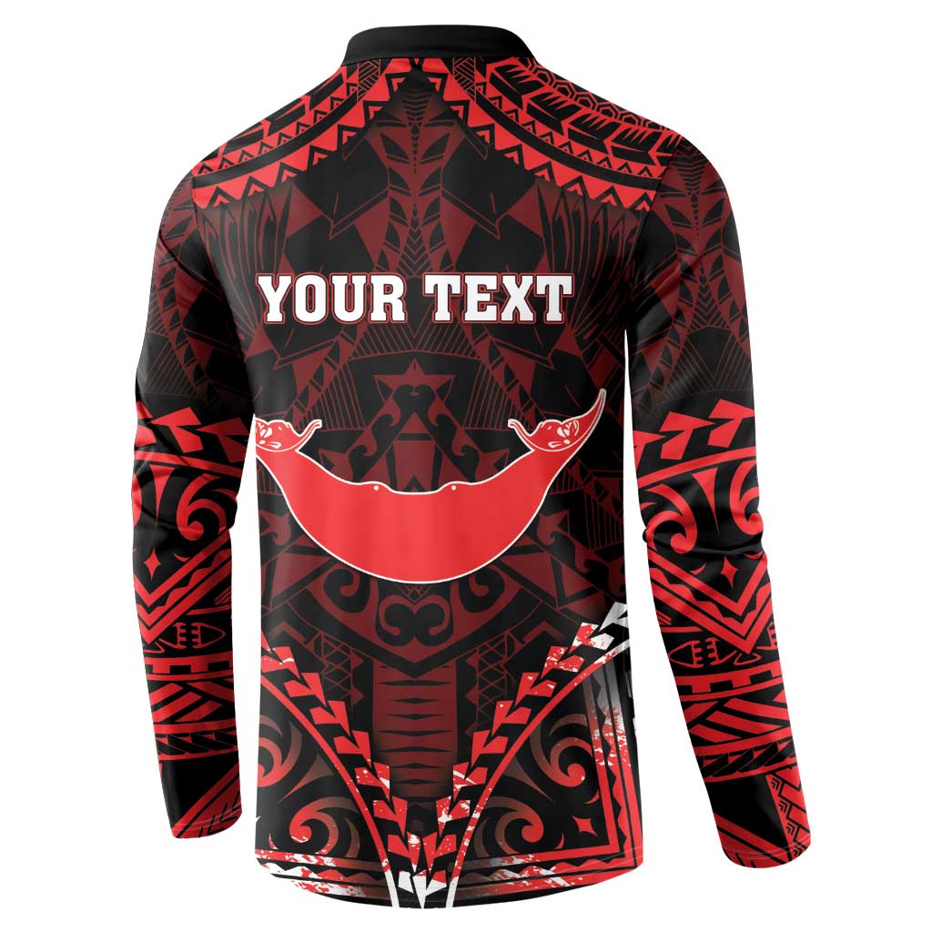 Personalised Easter Island Button Sweatshirt Polynesian Pattern Emblem LT05 - Polynesian Pride