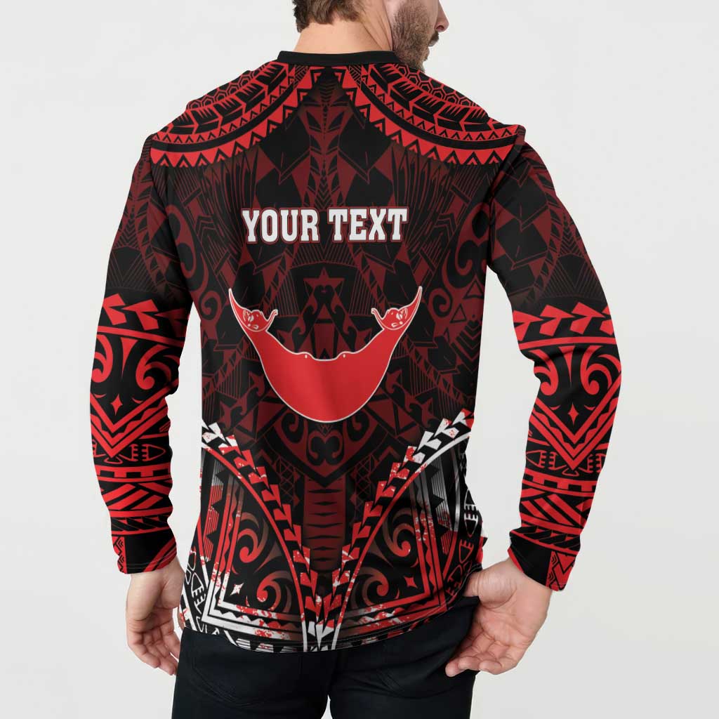 Personalised Easter Island Button Sweatshirt Polynesian Pattern Emblem LT05 - Polynesian Pride