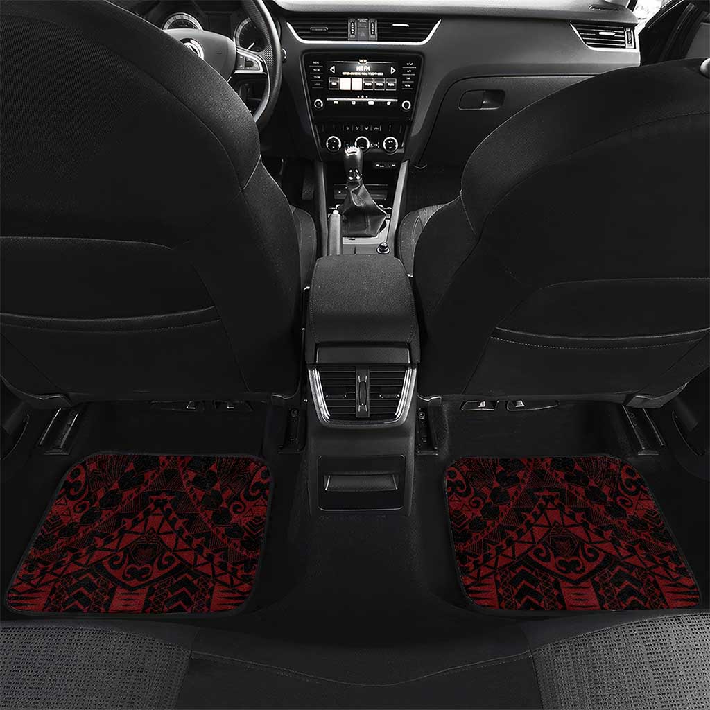 Easter Island Car Mats Polynesian Pattern Emblem LT05 Set 2pcs - Back Black - Polynesian Pride