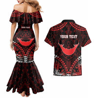 Personalised Easter Island Couples Matching Mermaid Dress and Hawaiian Shirt Polynesian Pattern Emblem LT05 - Polynesian Pride