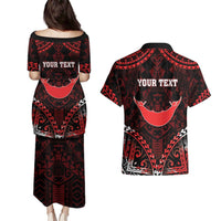 Personalised Easter Island Couples Matching Puletasi and Hawaiian Shirt Polynesian Pattern Emblem LT05 - Polynesian Pride