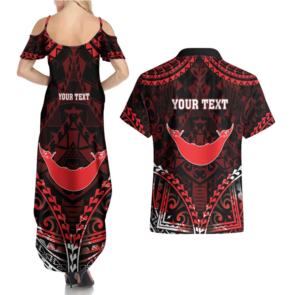 Personalised Easter Island Couples Matching Summer Maxi Dress and Hawaiian Shirt Polynesian Pattern Emblem LT05 - Polynesian Pride