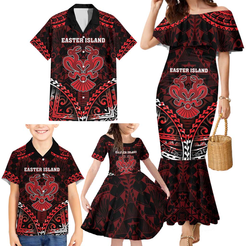 Personalised Easter Island Family Matching Mermaid Dress and Hawaiian Shirt Polynesian Pattern Emblem
