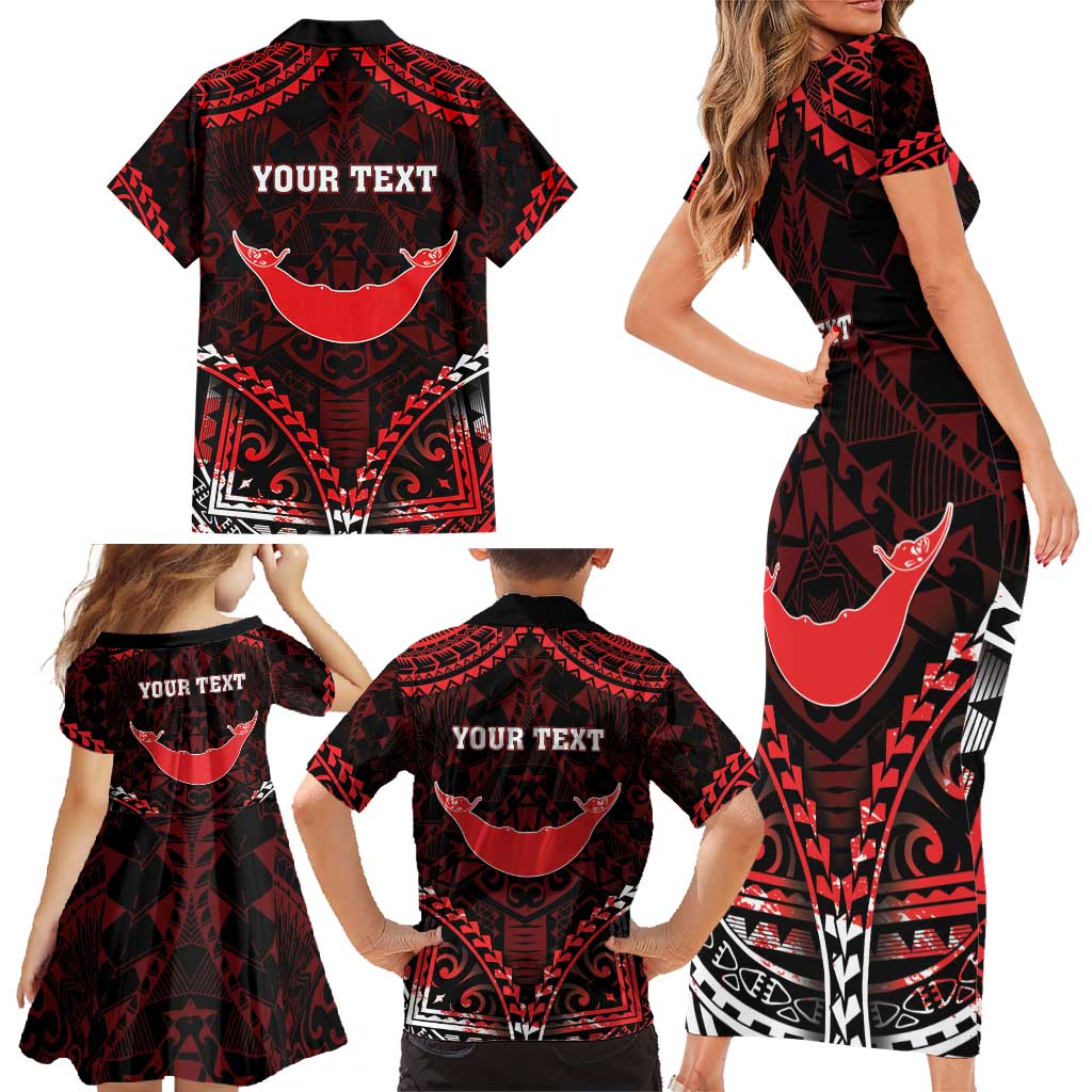 Personalised Easter Island Family Matching Short Sleeve Bodycon Dress and Hawaiian Shirt Polynesian Pattern Emblem