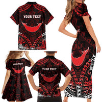 Personalised Easter Island Family Matching Short Sleeve Bodycon Dress and Hawaiian Shirt Polynesian Pattern Emblem
