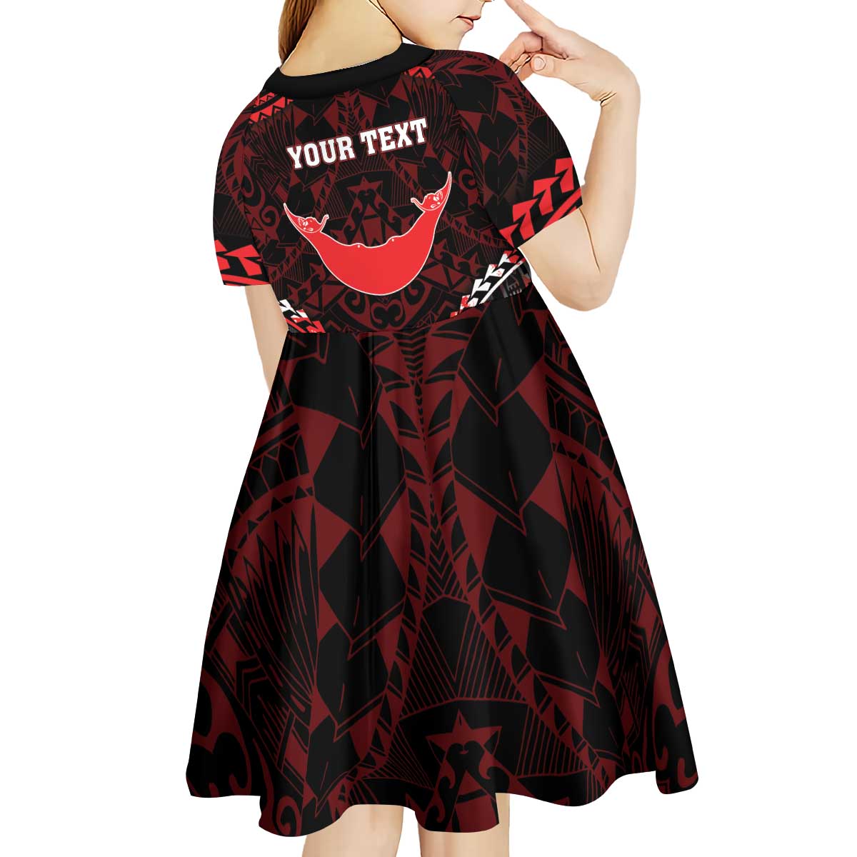 Personalised Easter Island Kid Short Sleeve Dress Polynesian Pattern Emblem LT05 - Polynesian Pride