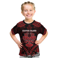 Personalised Easter Island Kid T Shirt Polynesian Pattern Emblem LT05 Black - Polynesian Pride