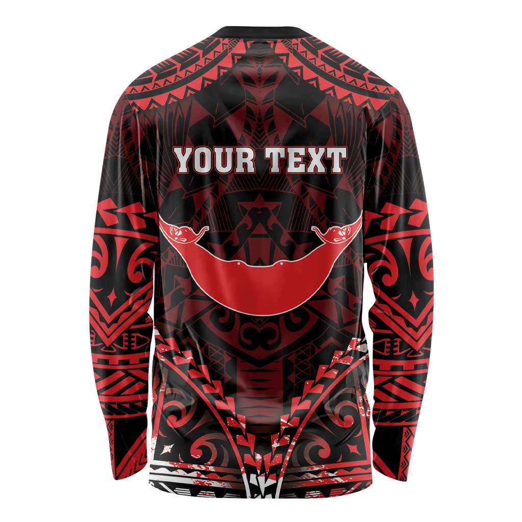 Personalised Easter Island Long Sleeve Shirt Polynesian Pattern Emblem LT05 - Polynesian Pride