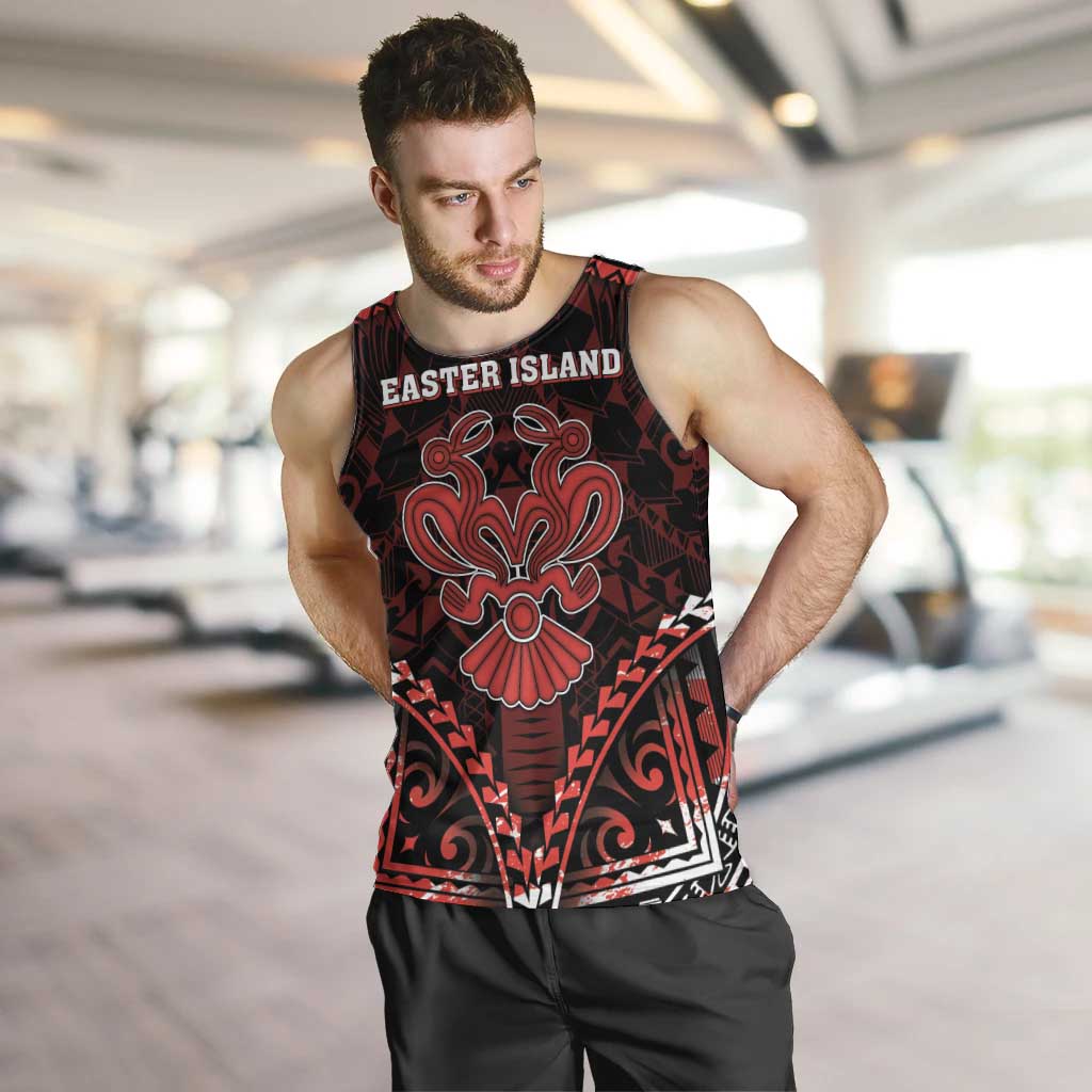 Personalised Easter Island Men Tank Top Polynesian Pattern Emblem LT05 Black - Polynesian Pride