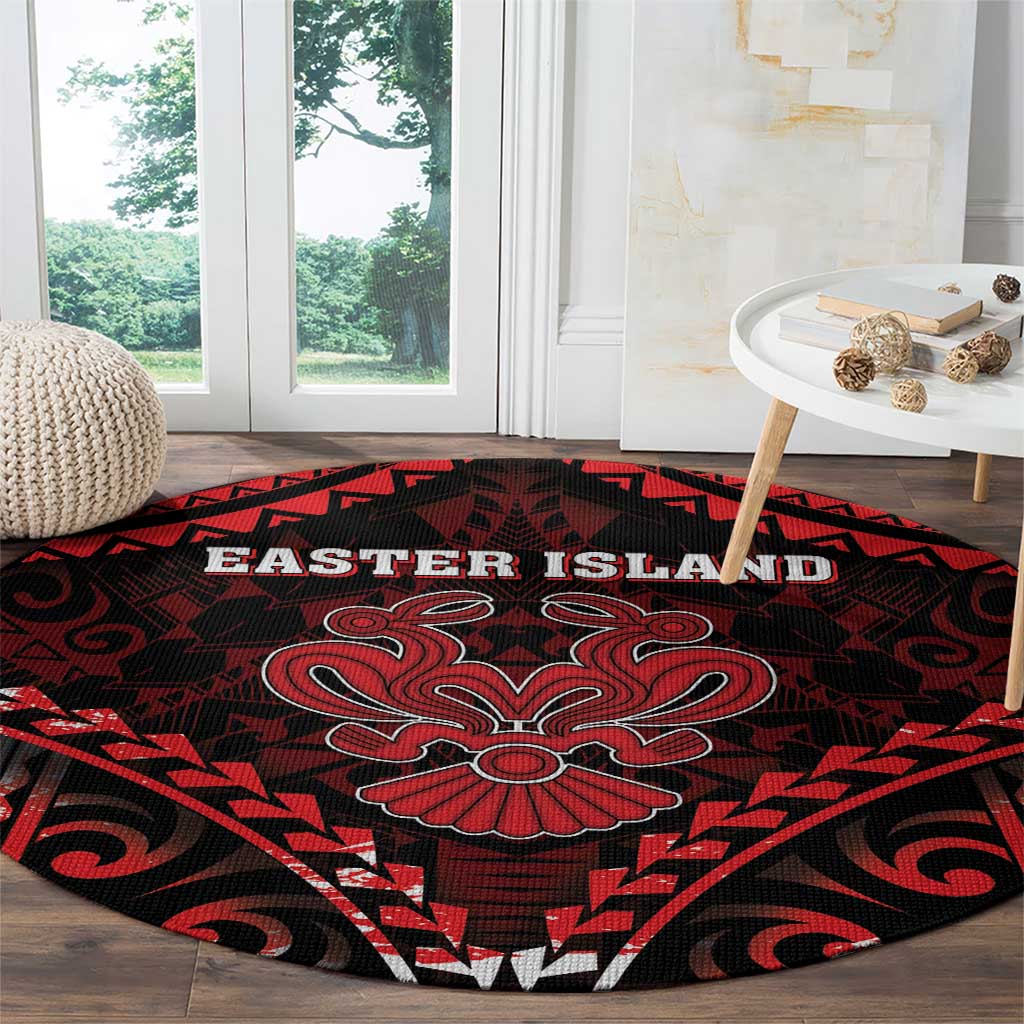 Easter Island Round Carpet Polynesian Pattern Emblem