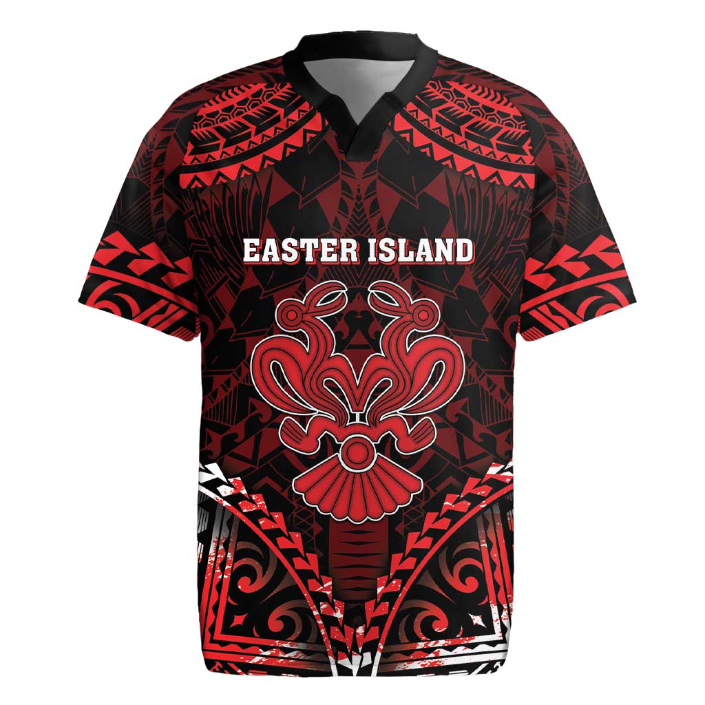 Personalised Easter Island Rugby Jersey Polynesian Pattern Emblem
