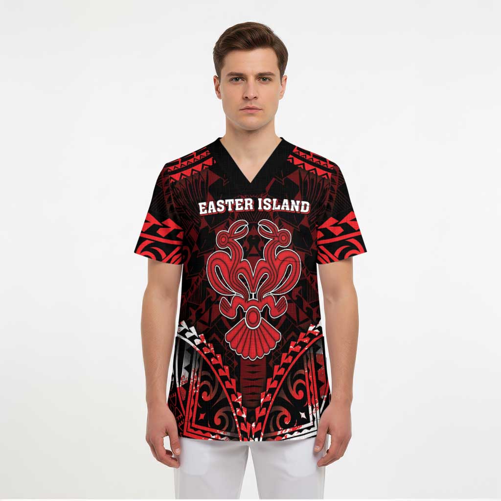 Personalised Easter Island Scrub Top Polynesian Pattern Emblem LT05 - Polynesian Pride