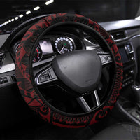 Easter Island Steering Wheel Cover Polynesian Pattern Emblem LT05 Universal Fit Black - Polynesian Pride