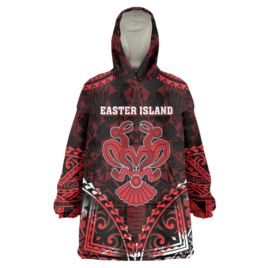 Personalised Easter Island Wearable Blanket Hoodie Polynesian Pattern Emblem LT05 One Size Black - Polynesian Pride