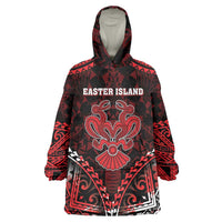 Personalised Easter Island Wearable Blanket Hoodie Polynesian Pattern Emblem LT05 One Size Black - Polynesian Pride