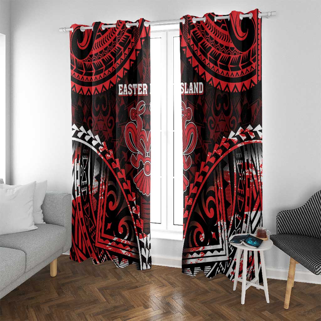 Easter Island Window Curtain Polynesian Pattern Emblem LT05 With Grommets Black - Polynesian Pride
