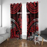 Easter Island Window Curtain Polynesian Pattern Emblem LT05 With Grommets Black - Polynesian Pride