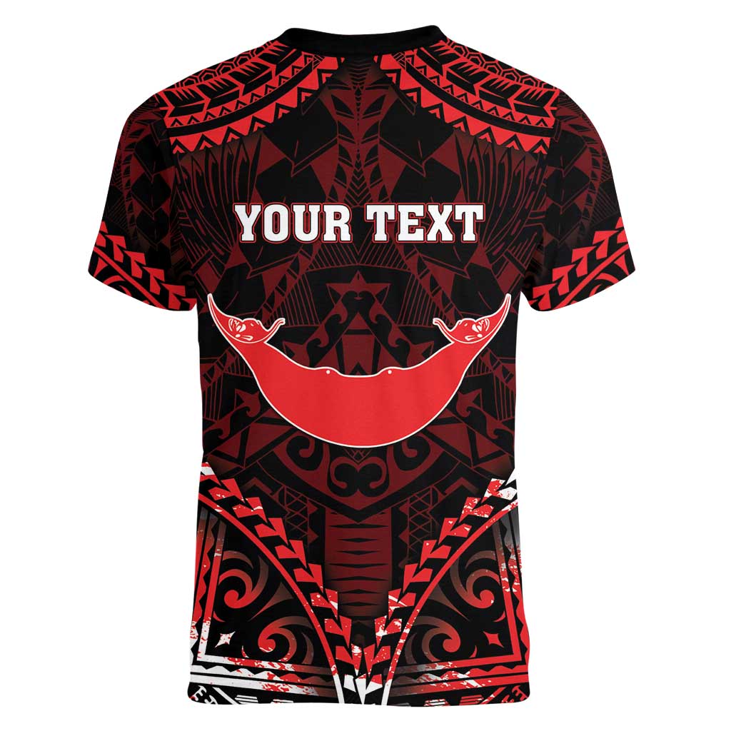 Personalised Easter Island Women V-Neck T-Shirt Polynesian Pattern Emblem LT05 - Polynesian Pride