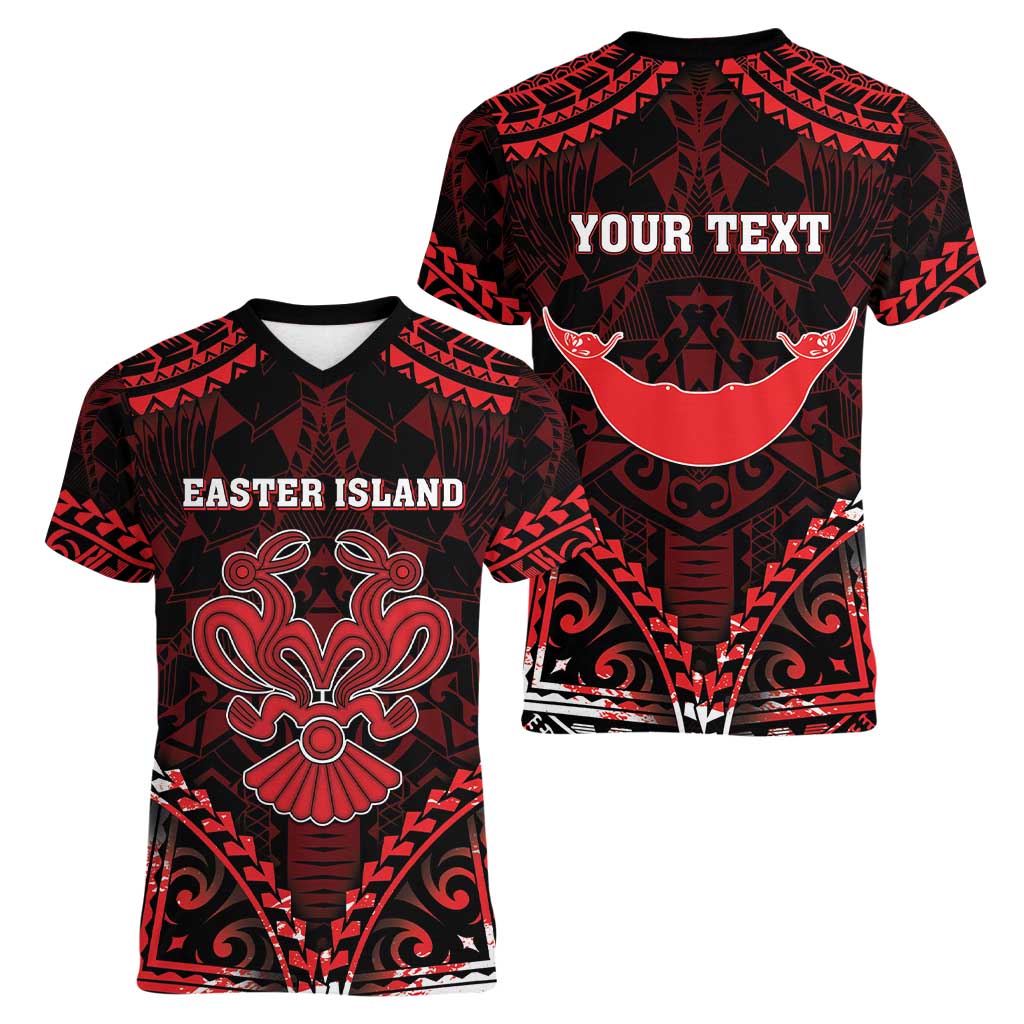 Personalised Easter Island Women V-Neck T-Shirt Polynesian Pattern Emblem LT05 - Polynesian Pride