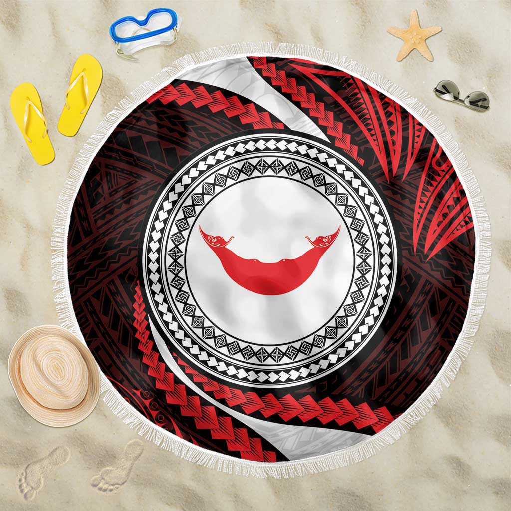 Easter Island Beach Blanket Moai Statues Polynesian Style LT05 One Size 150cm Red - Polynesian Pride