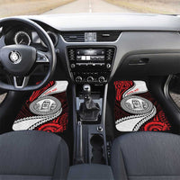 Easter Island Car Mats Moai Statues Polynesian Style LT05 Set 2pcs - Front Red - Polynesian Pride