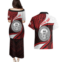 Easter Island Couples Matching Puletasi and Hawaiian Shirt Moai Statues Polynesian Style LT05 - Polynesian Pride