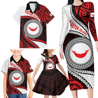 Easter Island Family Matching Long Sleeve Bodycon Dress and Hawaiian Shirt Moai Statues Polynesian Style