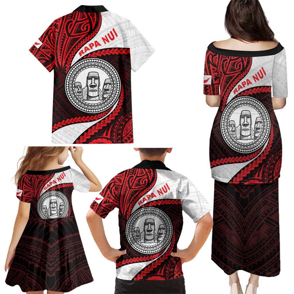 Easter Island Family Matching Puletasi and Hawaiian Shirt Moai Statues Polynesian Style