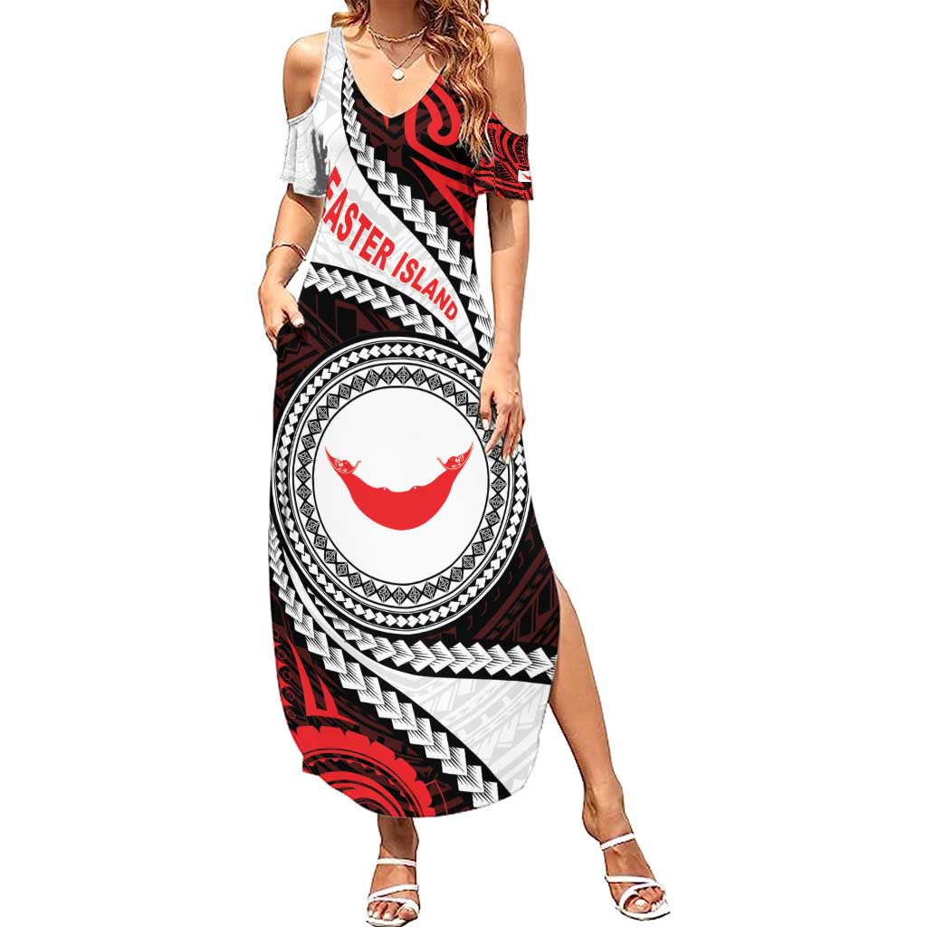 Easter Island Family Matching Summer Maxi Dress and Hawaiian Shirt Moai Statues Polynesian Style