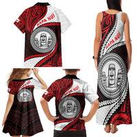 Easter Island Family Matching Tank Maxi Dress and Hawaiian Shirt Moai Statues Polynesian Style